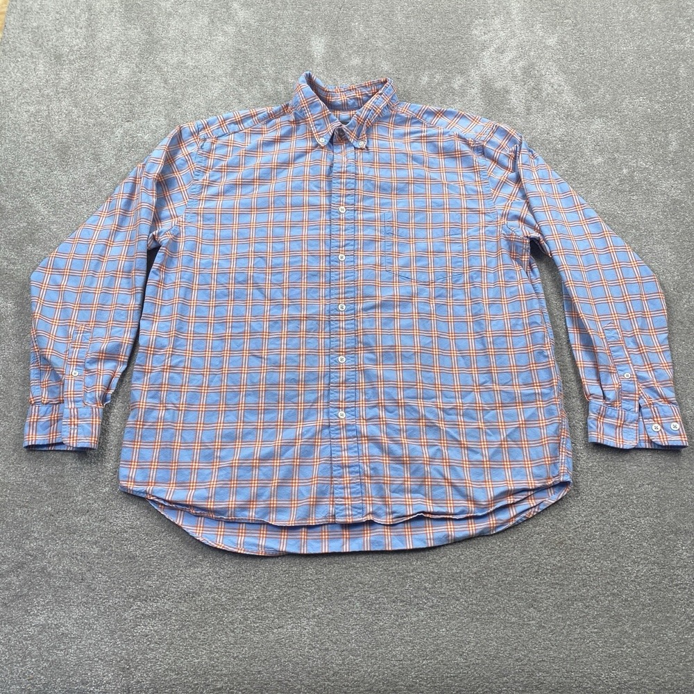 Eddie Bauer Men's Button Up Shirt Size XL Blue Plaid Cotton